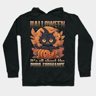 black cat with pumpkin Hoodie